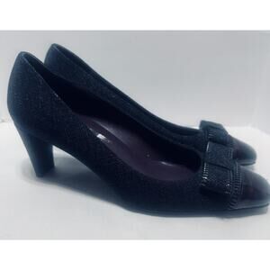 Stuart Weitzman Jazzbow Saffiano Pumps Heels Black / Tortoise shell Women's 4.5M